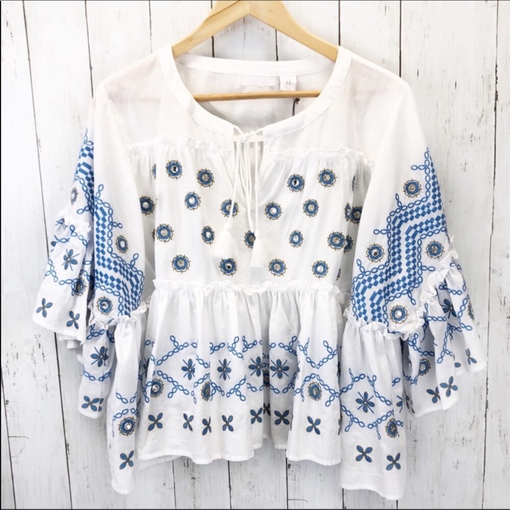 Pure Collection peasant boho top - NWT